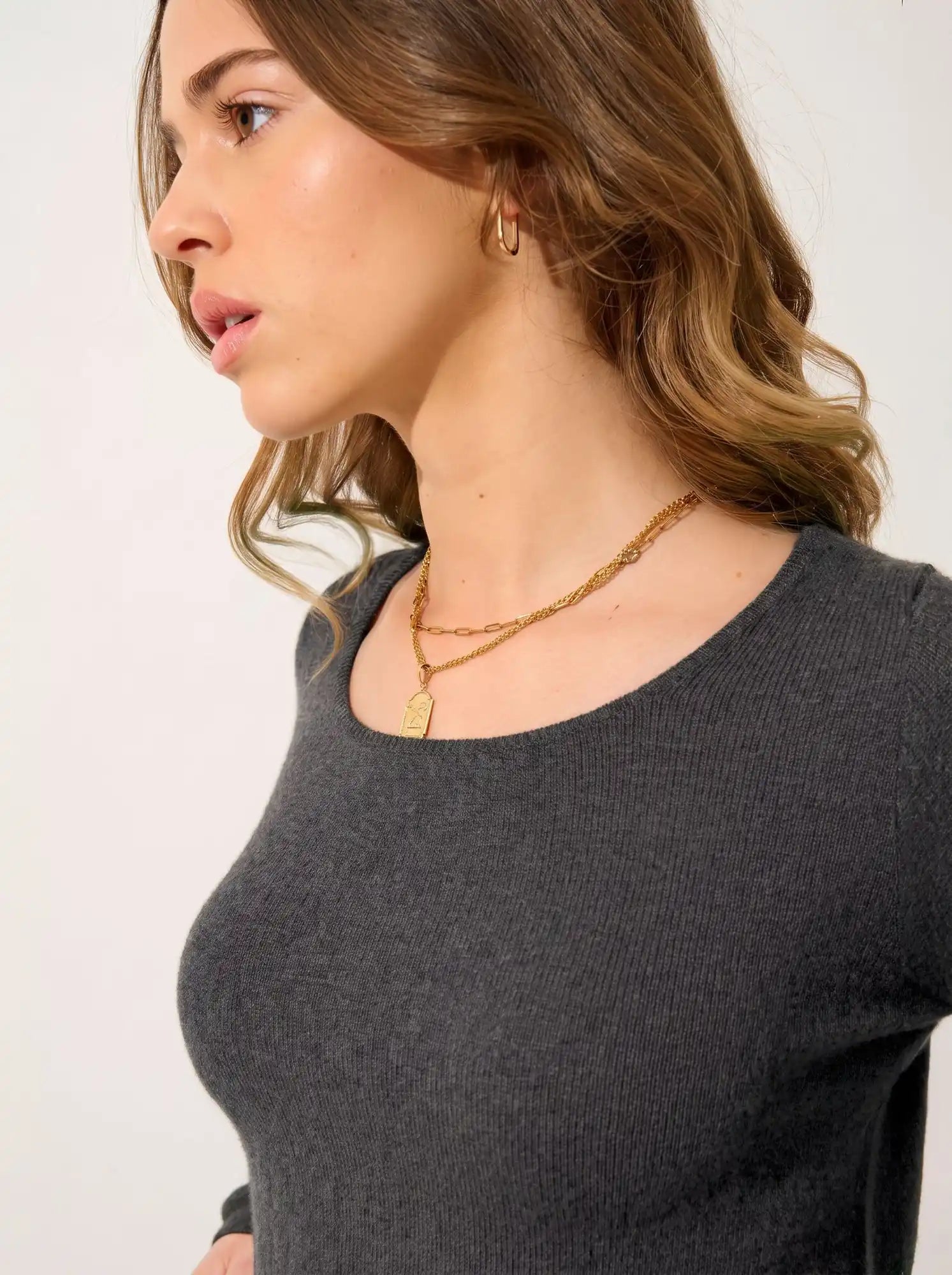LANFON sweater crew neck heather charcoal