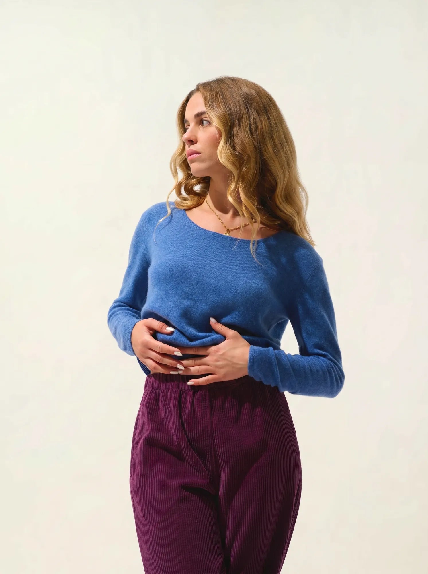 LANFON sweater crew neck denim blue