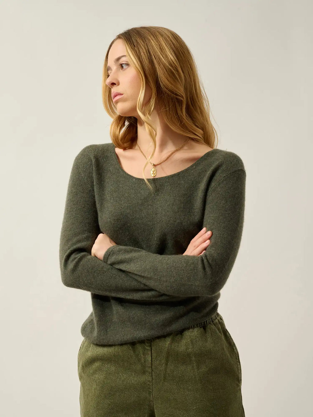 LANFON Sweater Crew Neck Heather Khaki