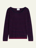 LANFON Pull Col Rond Bordeaux et Bleu Marine