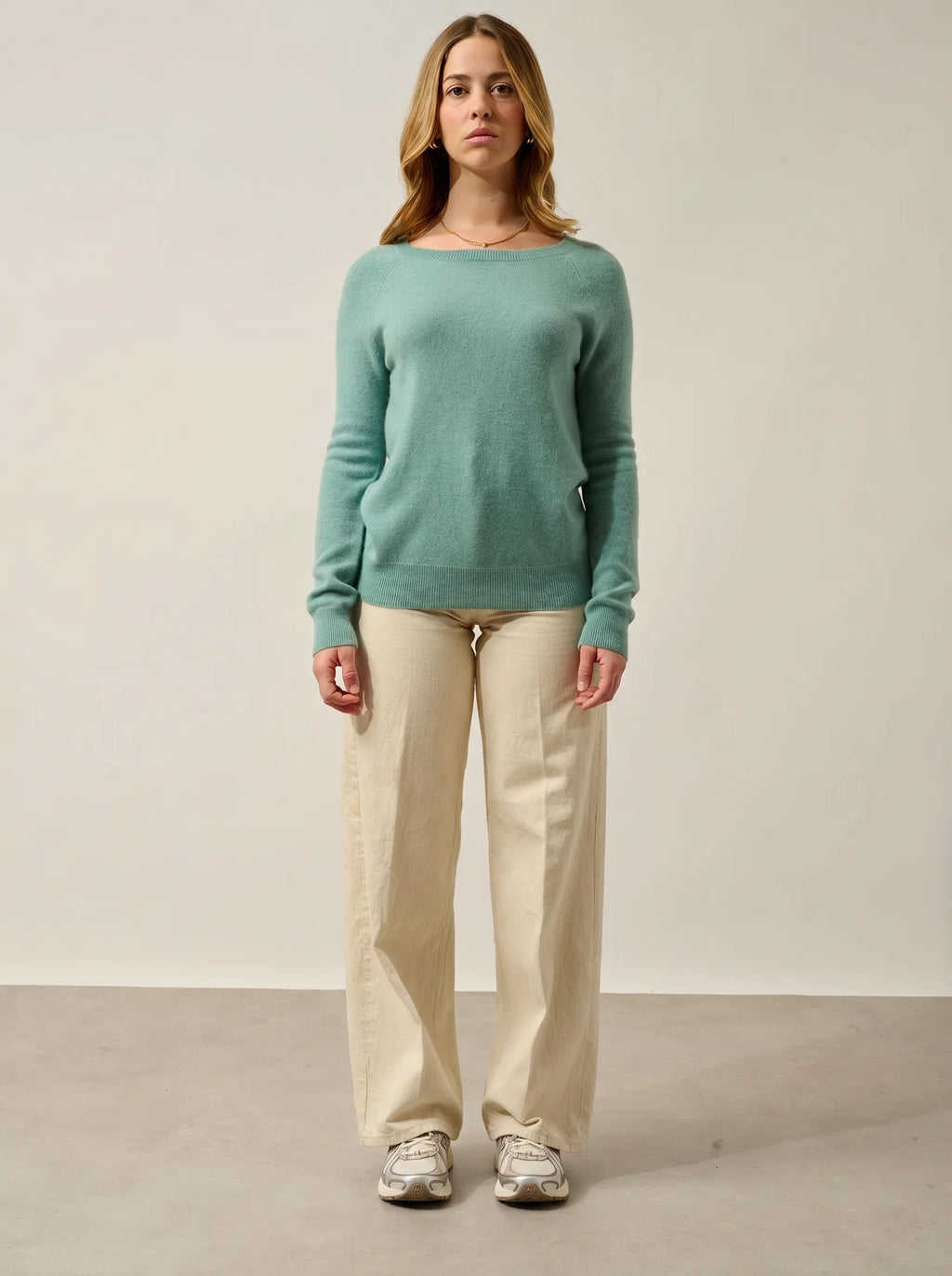DIBONA Sweater Boat Neck Drop Back Heather Green