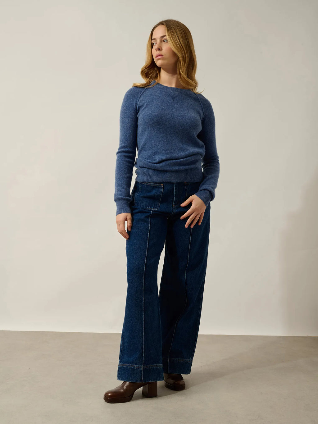 ETRET Pullover Rundhalsausschnitt Denimblau