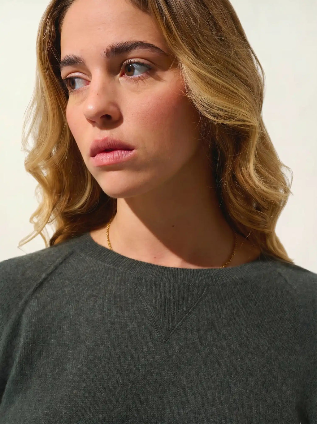 ETRET Pullover Rundhalsausschnitt Khaki meliert