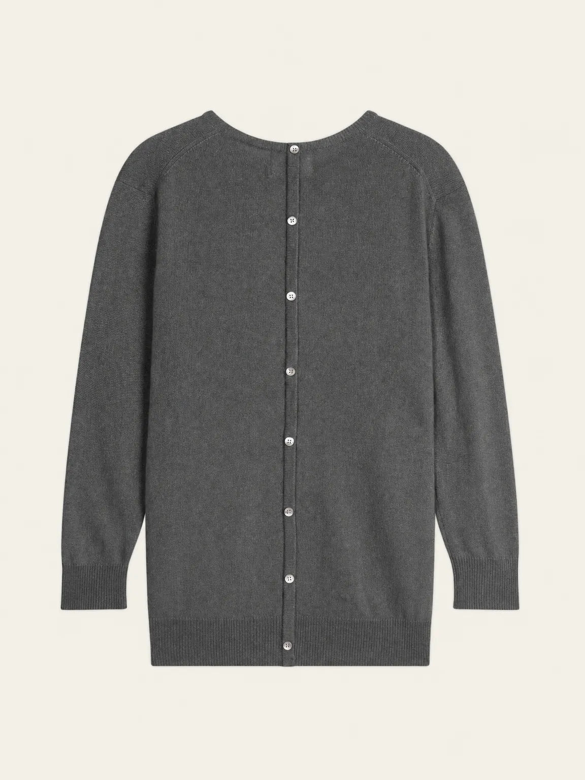 ESTARIS Sweater Crew Neck Buttoned Back Heather Charcoal