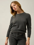 ESTARIS Sweater Crew Neck Buttoned Back Heather Charcoal