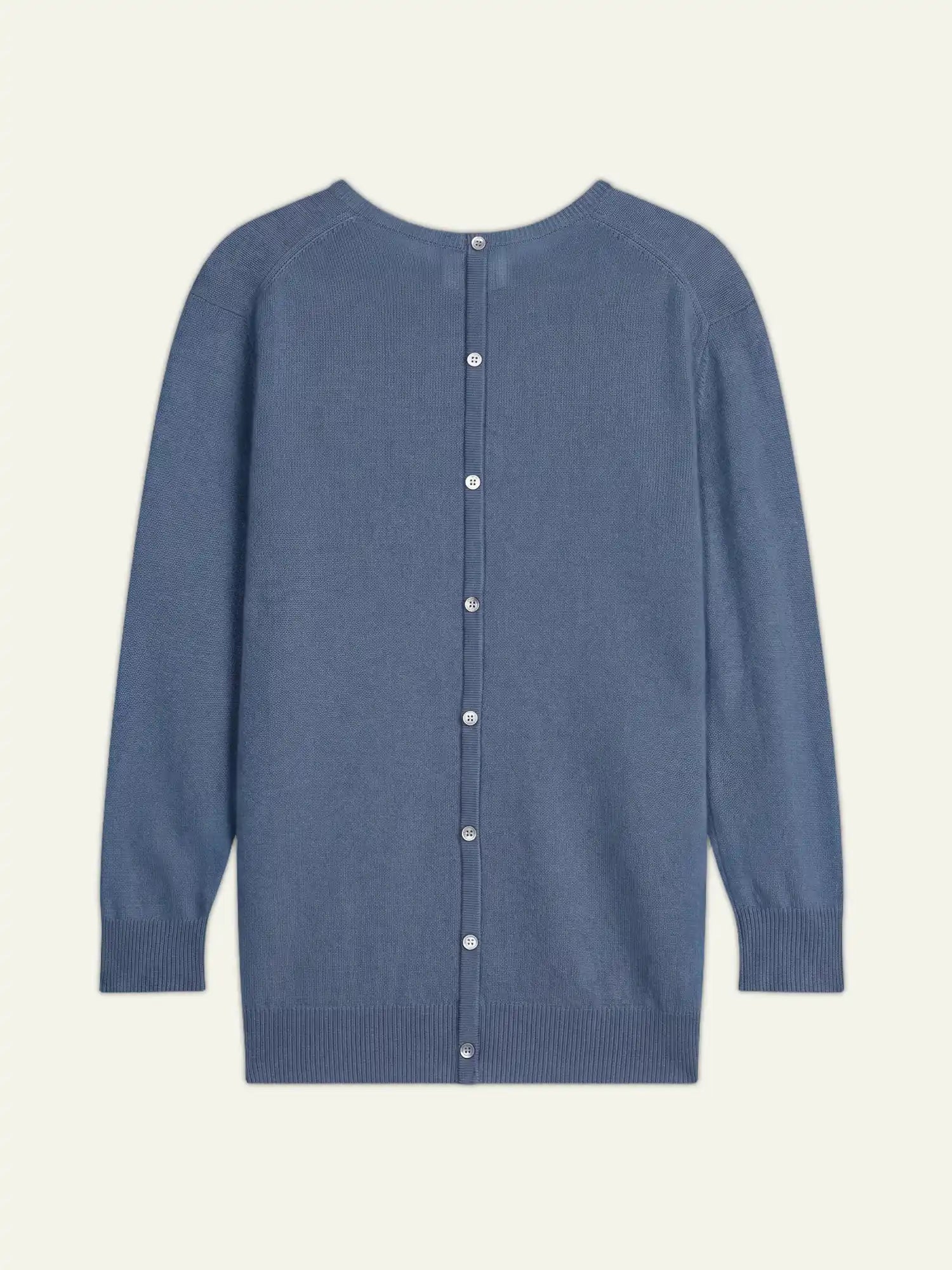 ESTARIS Sweater Crew Neck Buttoned Back Denim Blue