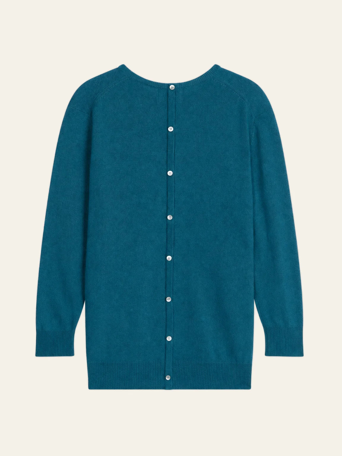 ESTARIS pull col rond boutonné dos paon