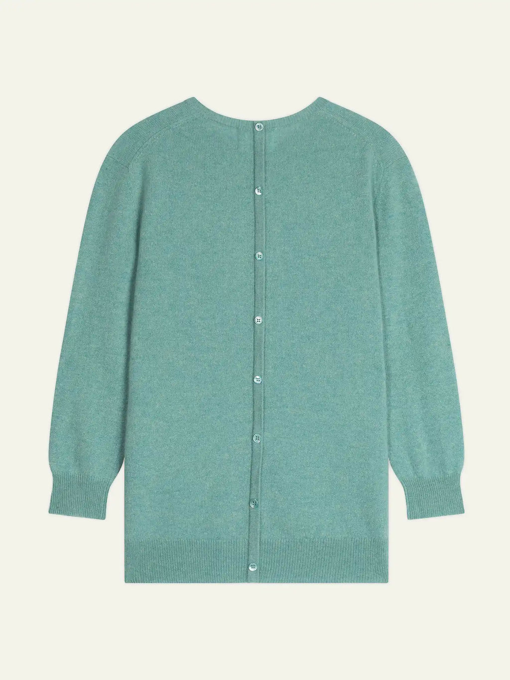 ESTARIS Sweater Crew Neck Buttoned Back Heather Green