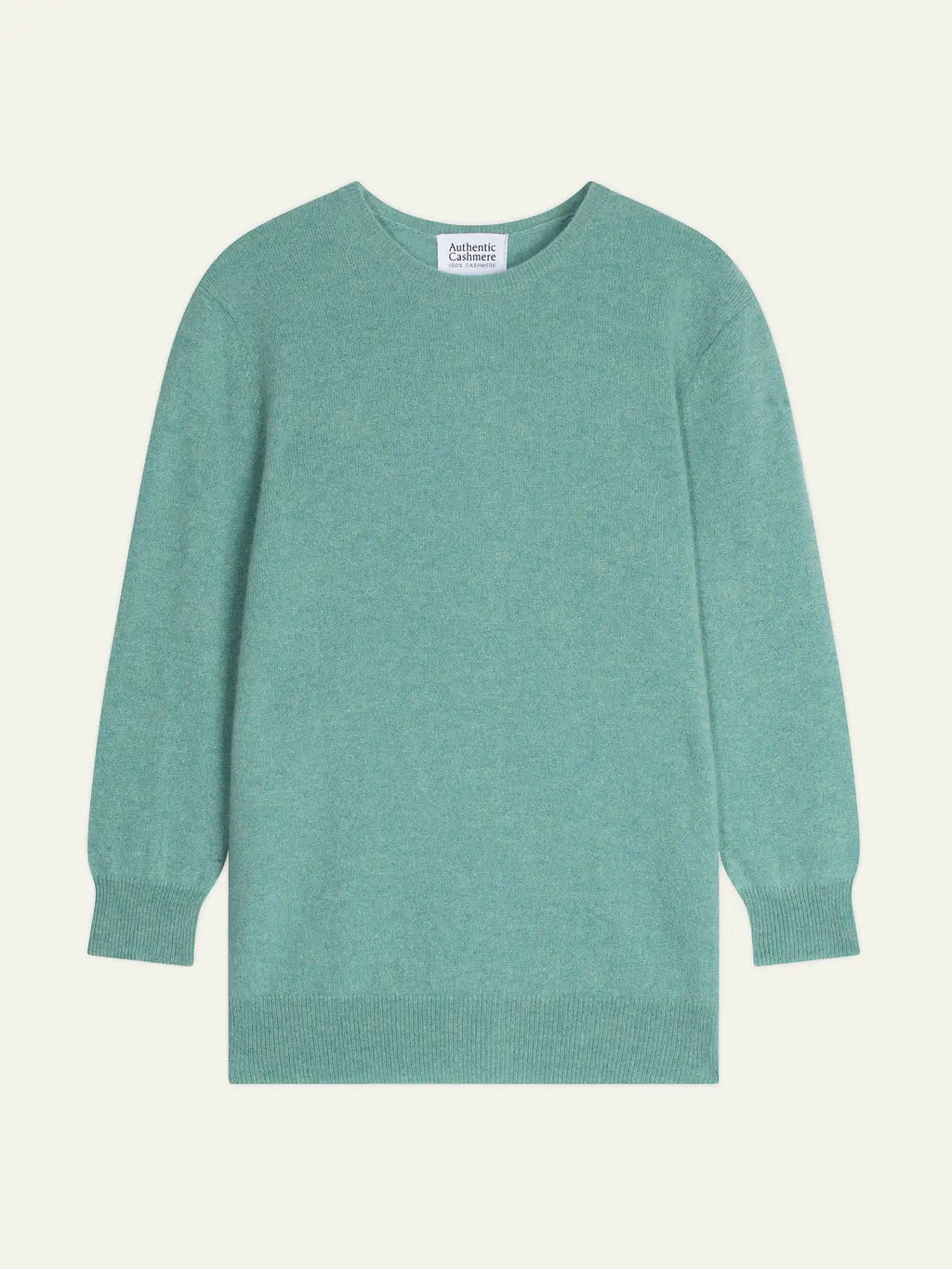 ESTARIS Sweater Crew Neck Buttoned Back Heather Green