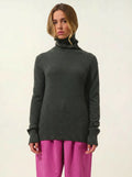 FORNET Pullover Rollkragen Khaki meliert