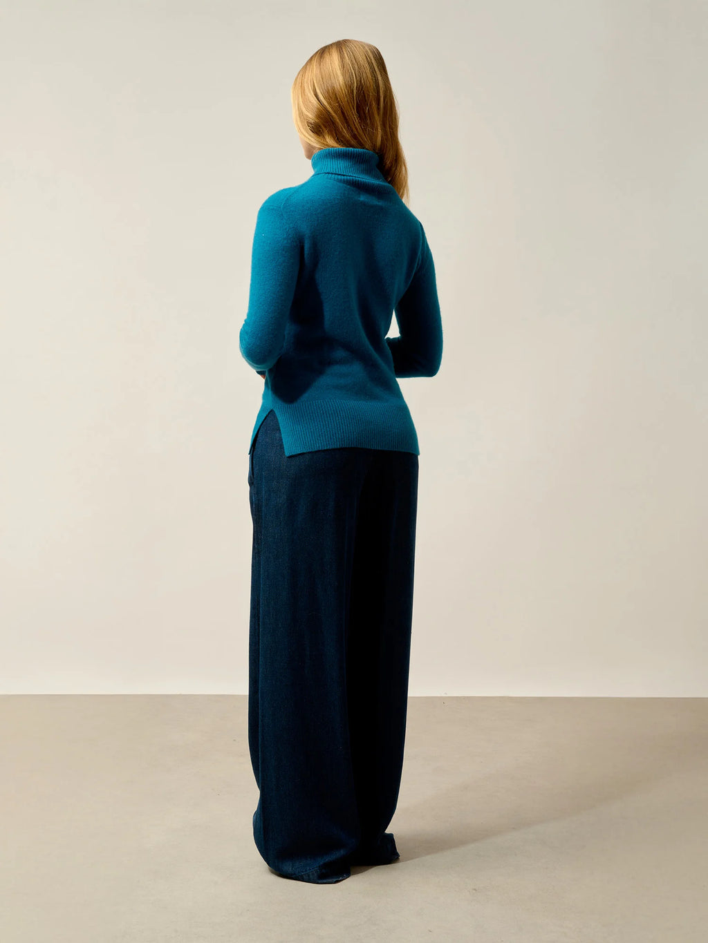 FORNET Pullover Rollkragen Pfauenblau