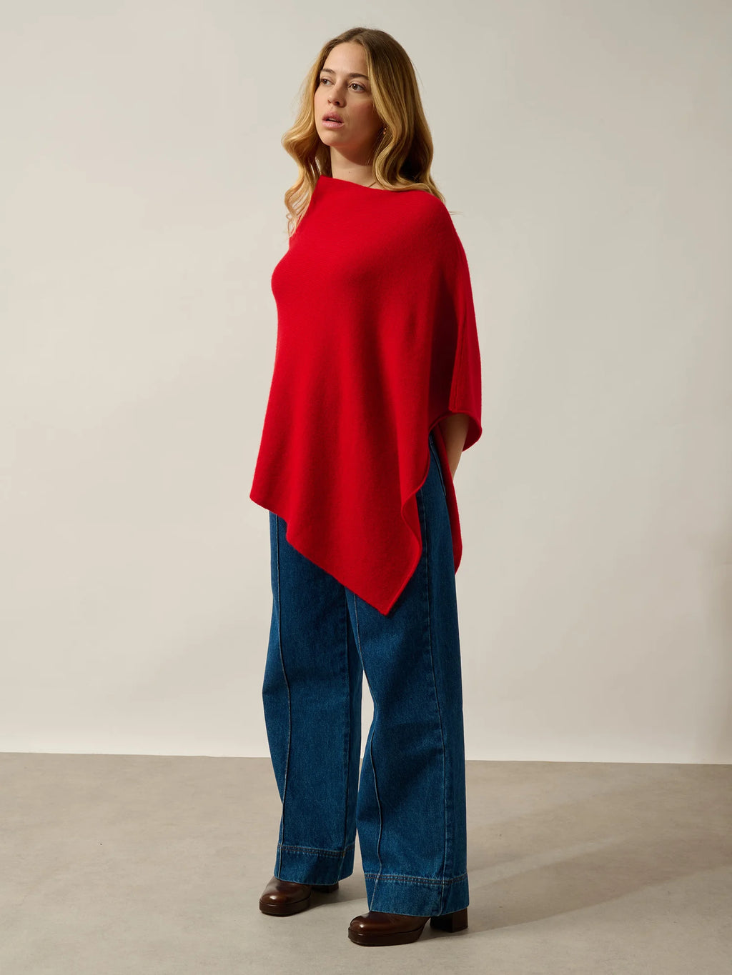 MERYL poncho 4 fils rouge