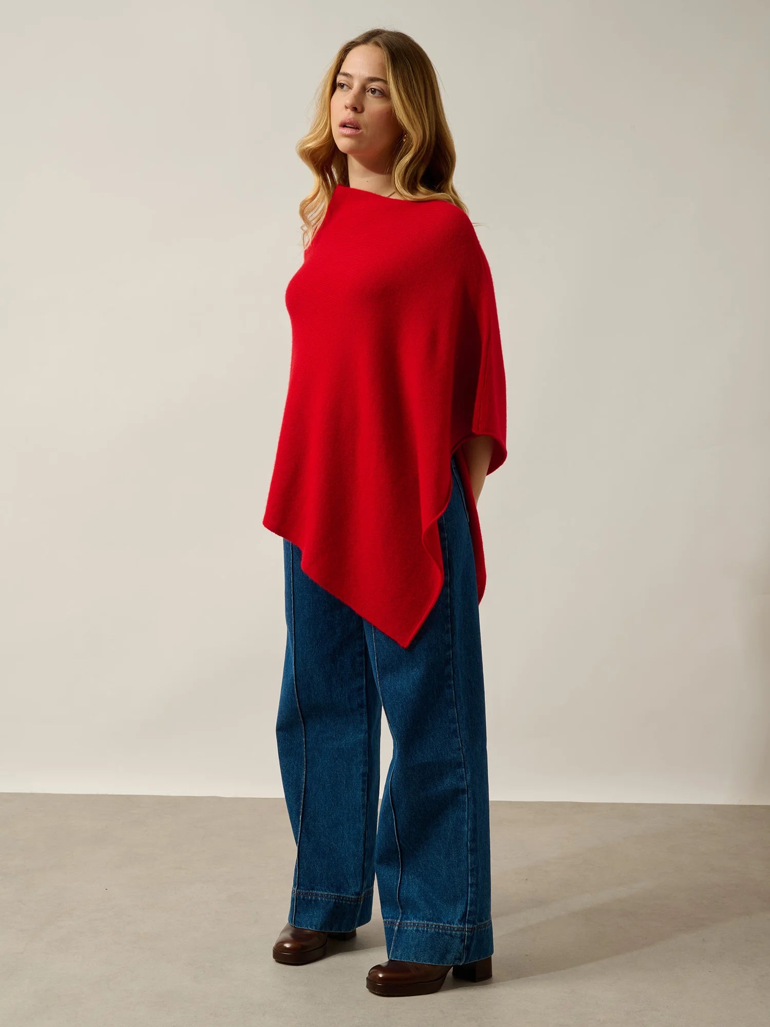 MERYL poncho 4 fils rouge