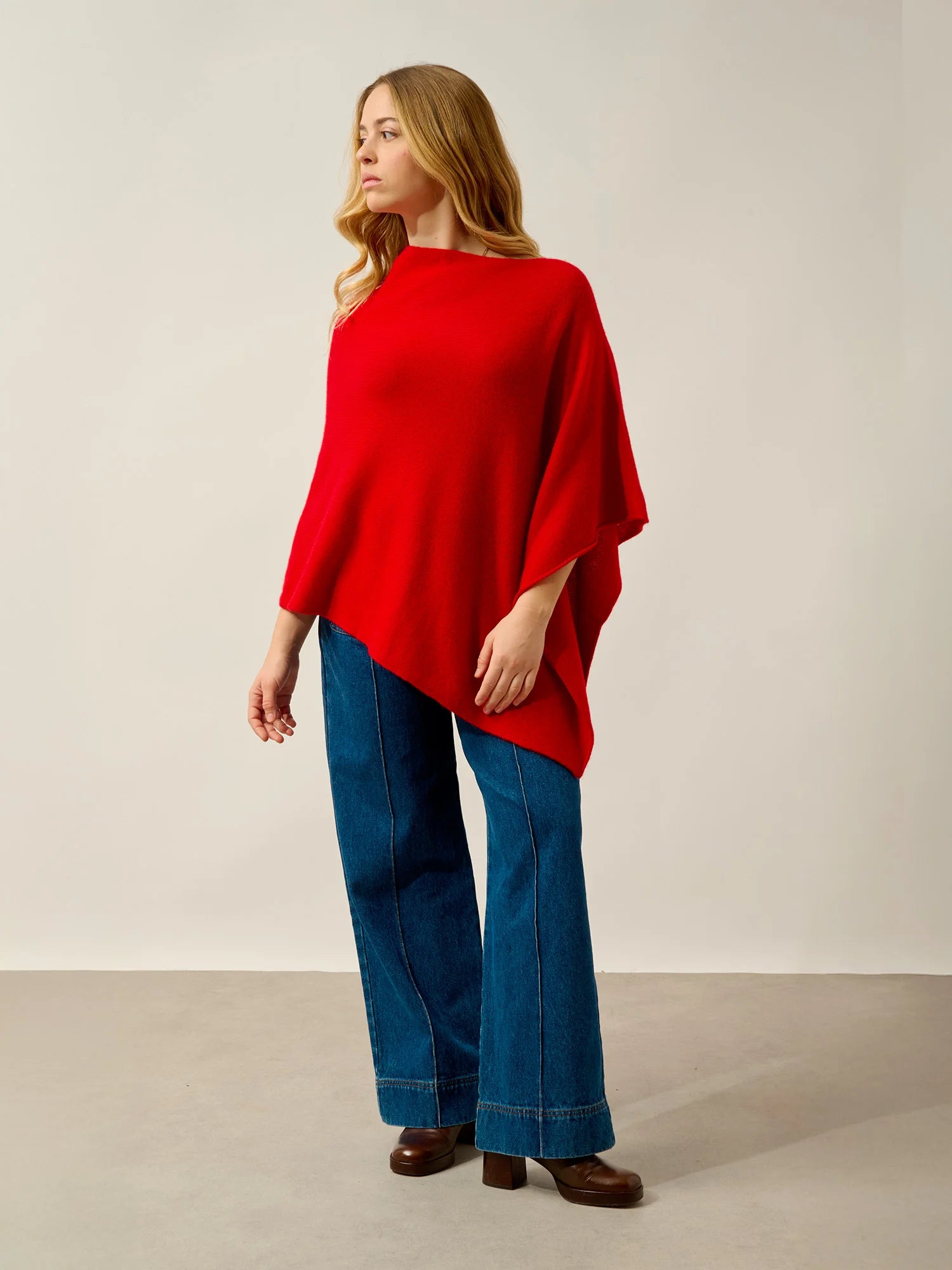 MERYL poncho 4 fils rouge