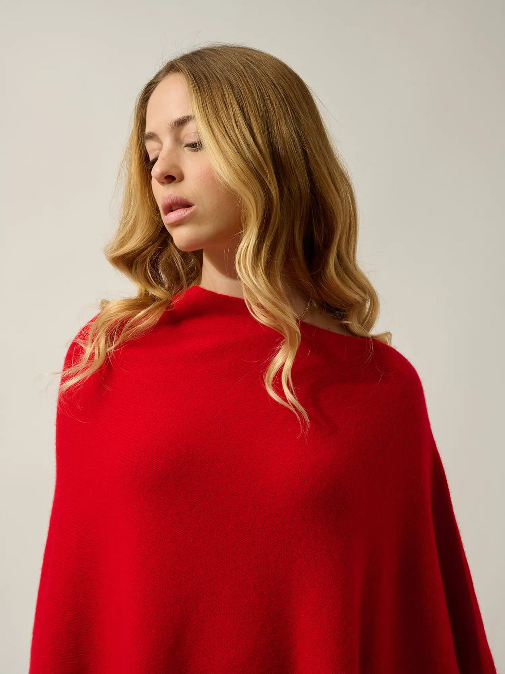 MERYL poncho 4 fils rouge