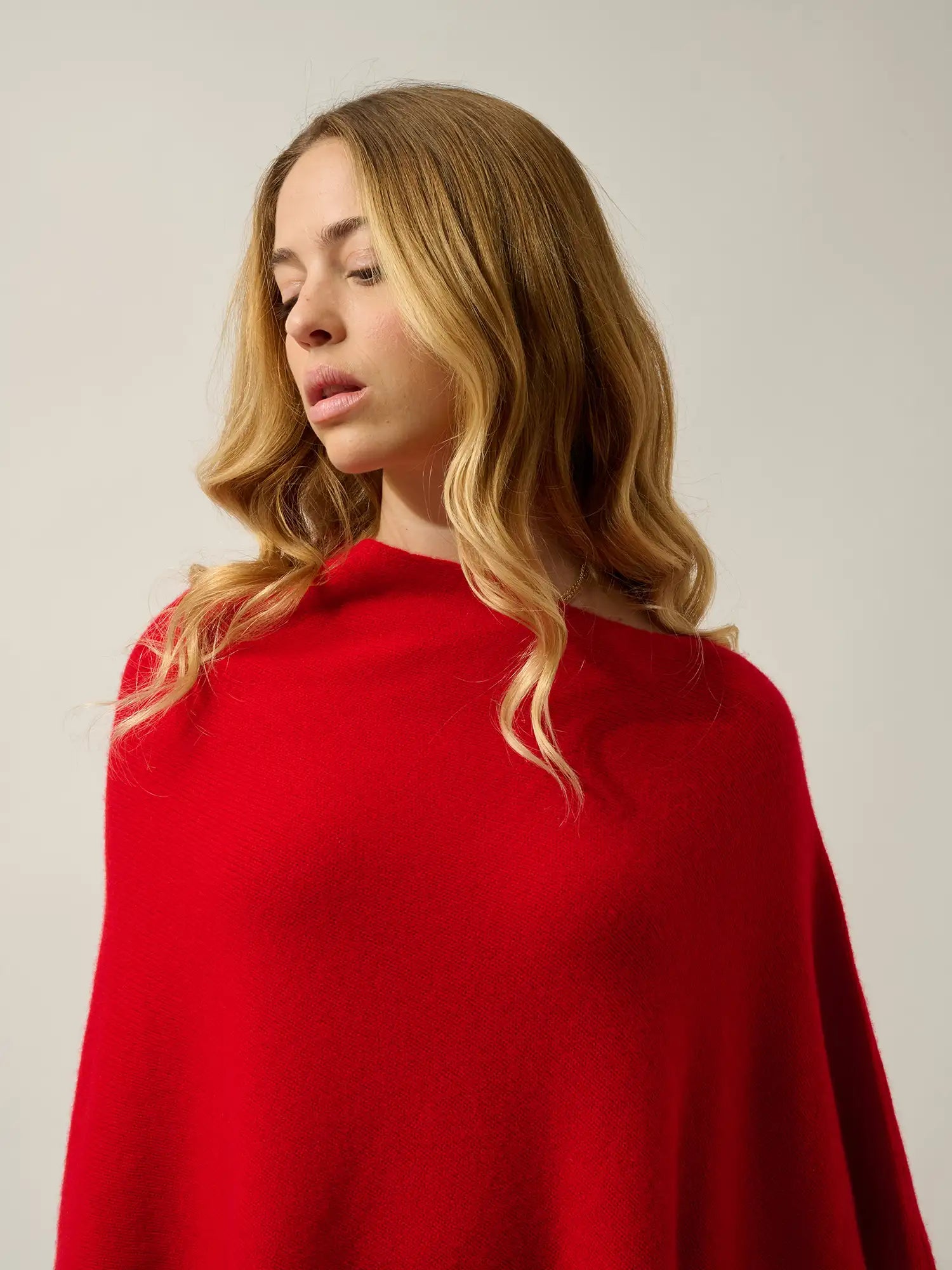 MERYL poncho 4 fils rouge