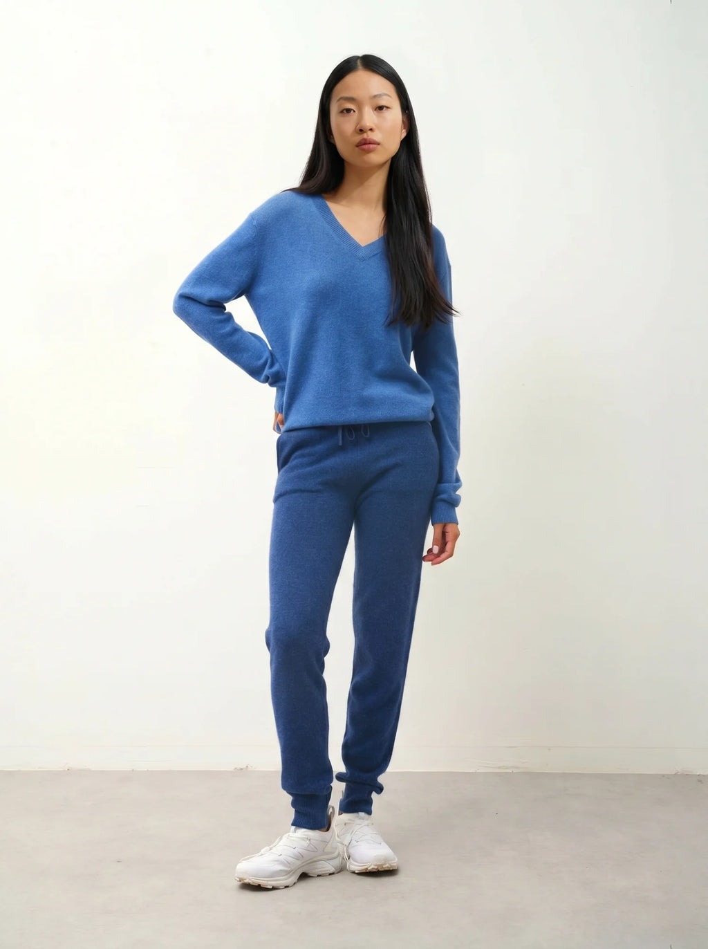 GARDORIA pull col V bleu denim
