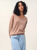 GARDORIA Pullover V-Ausschnitt Camel meliert