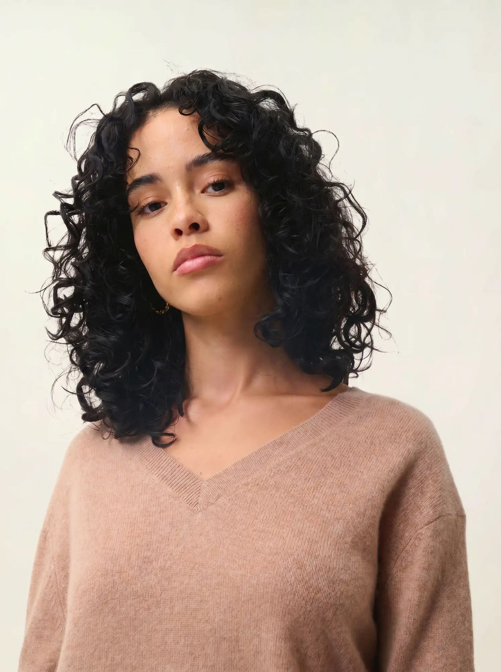 GARDORIA Pullover V-Ausschnitt Camel meliert