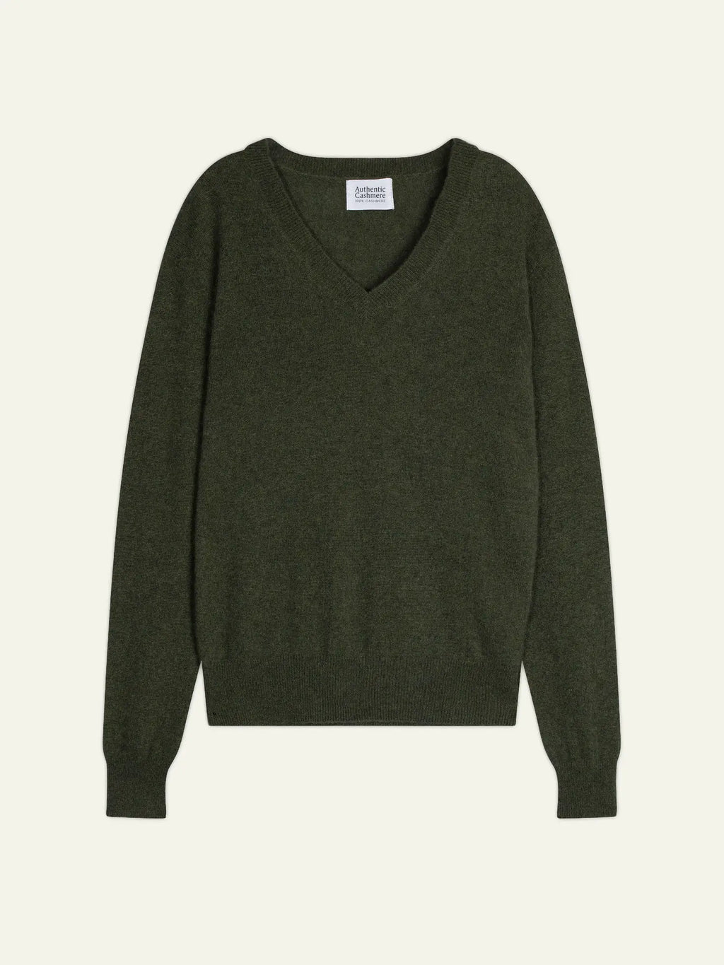 GARDORIA Pullover V-Ausschnitt Khaki meliert