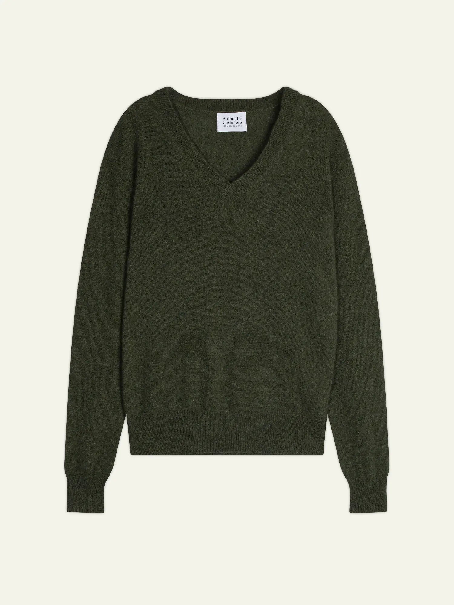 GARDORIA Pullover V-Ausschnitt Khaki meliert