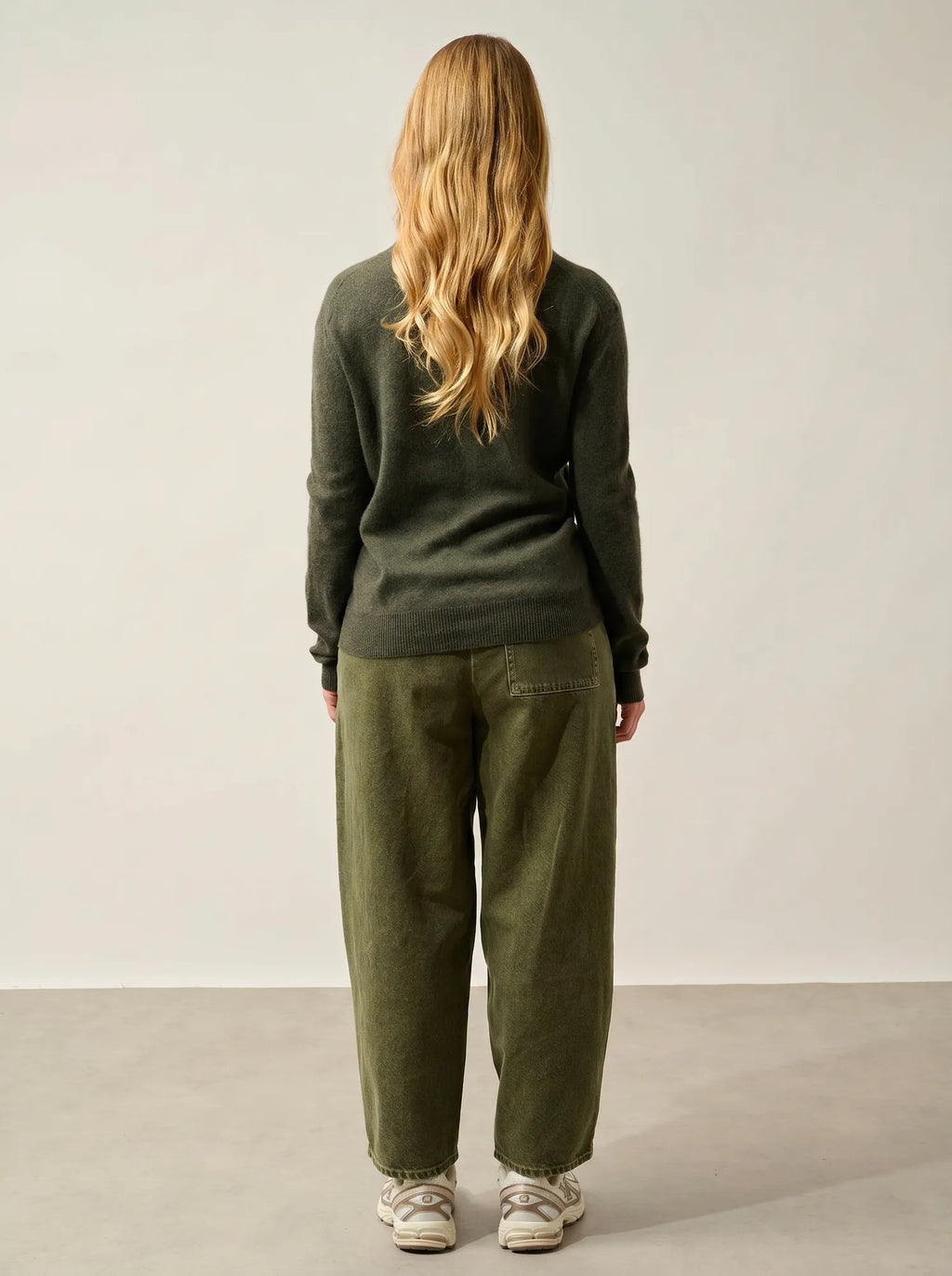 GARDORIA Pullover V-Ausschnitt Khaki meliert
