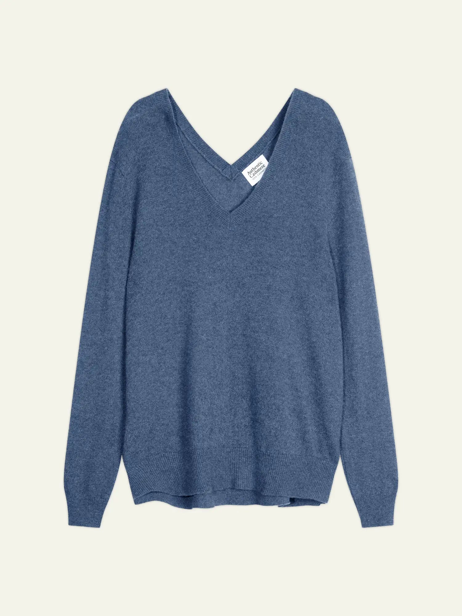 GIEGN Pullover V-Ausschnitt vorne und hinten Denimblau