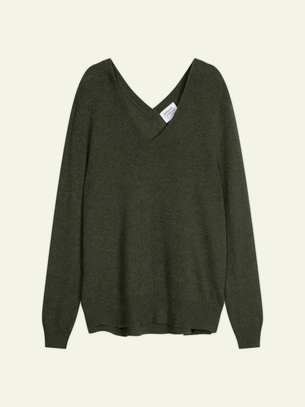 GIEGN Pullover V-Ausschnitt vorne und hinten Khaki meliert