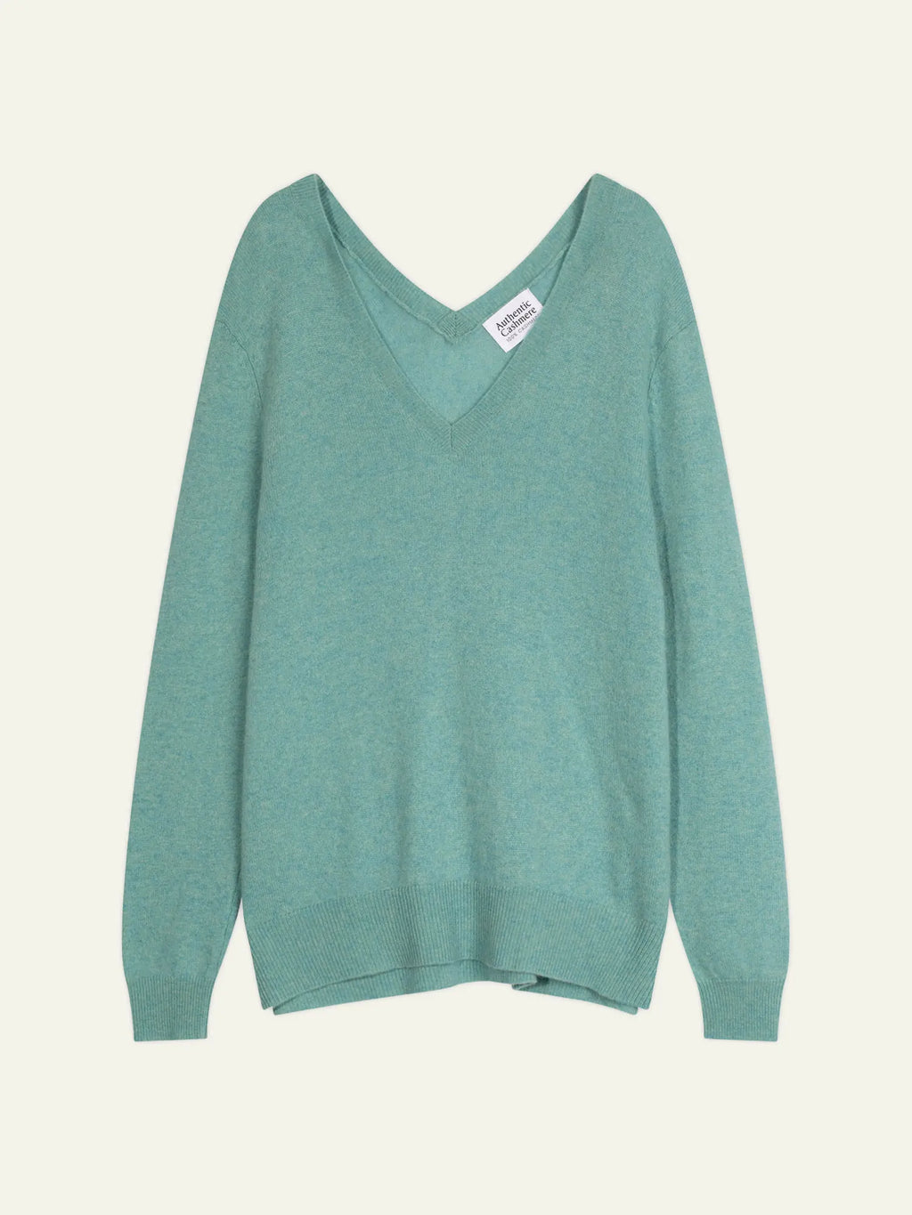 GIEGN Sweater V-Neck Front and Back Heather Green