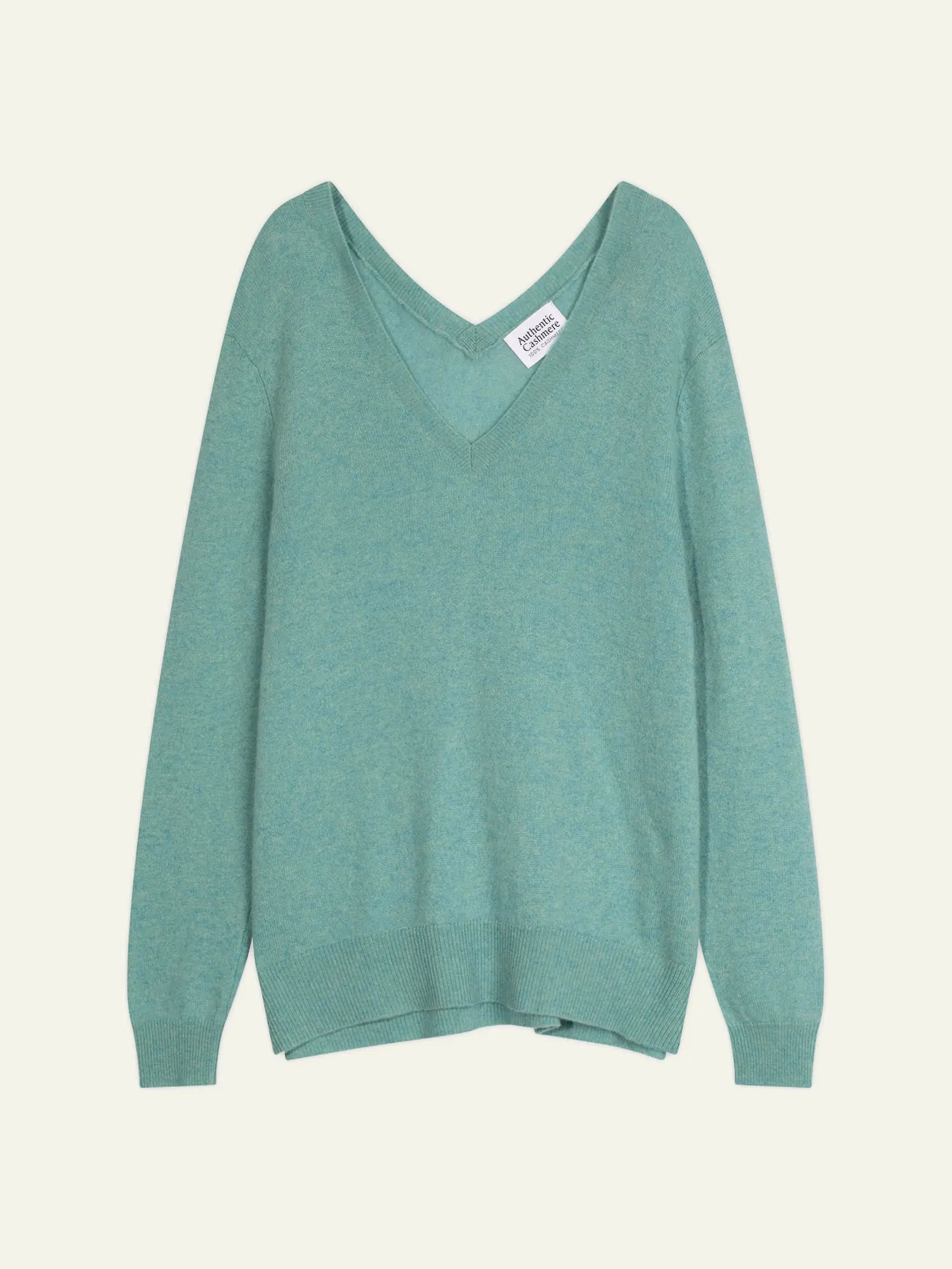GIEGN Sweater V-Neck Front and Back Heather Green