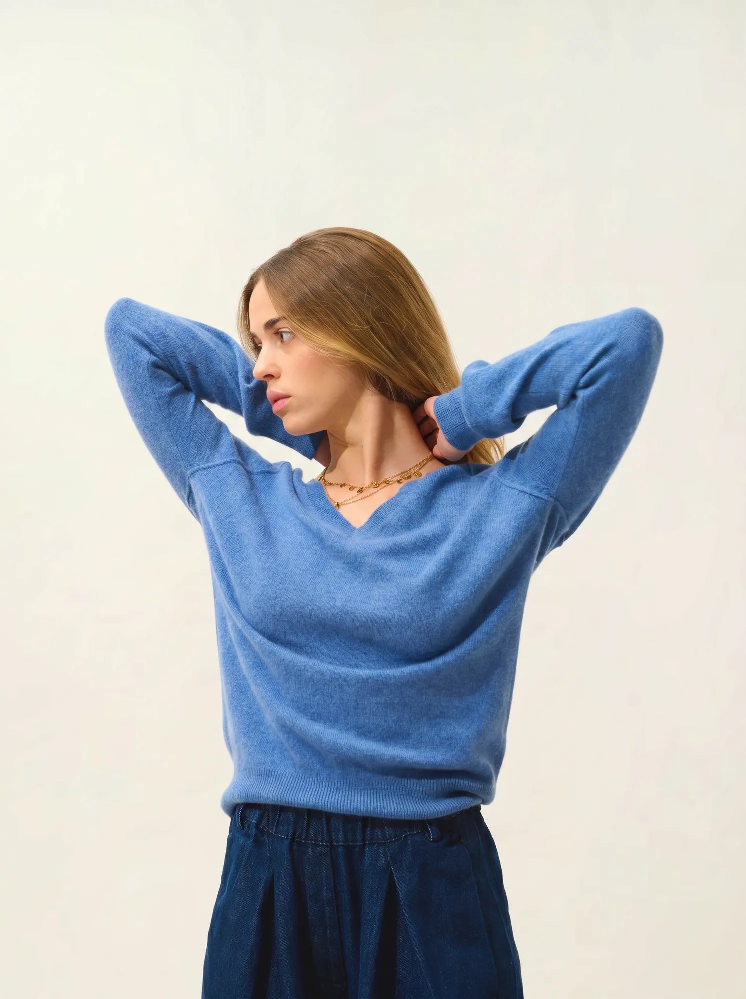 GIUSALET sweater v-neck denim blue