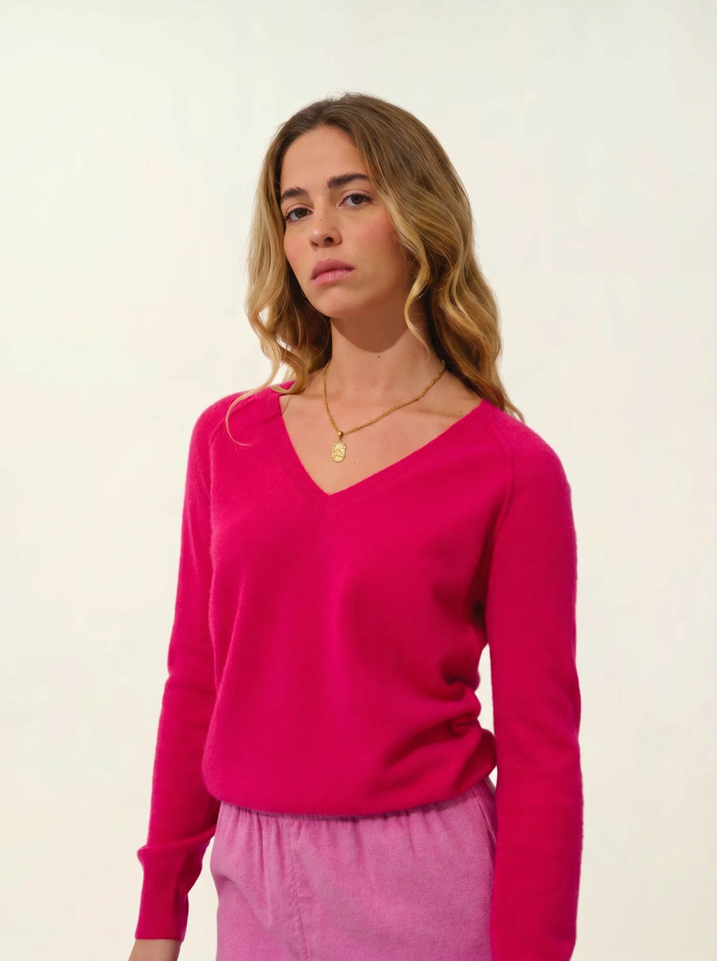 GIUSALET Pullover V-Ausschnitt Fuchsia
