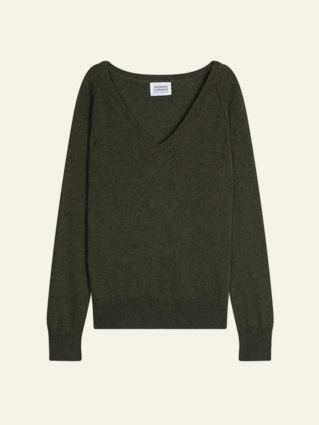 GIUSALET Pullover V-Ausschnitt Khaki meliert