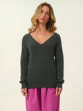 GIUSALET Pullover V-Ausschnitt Khaki meliert