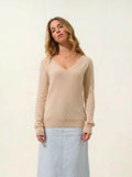 GIUSALET Pullover V-Ausschnitt Sand