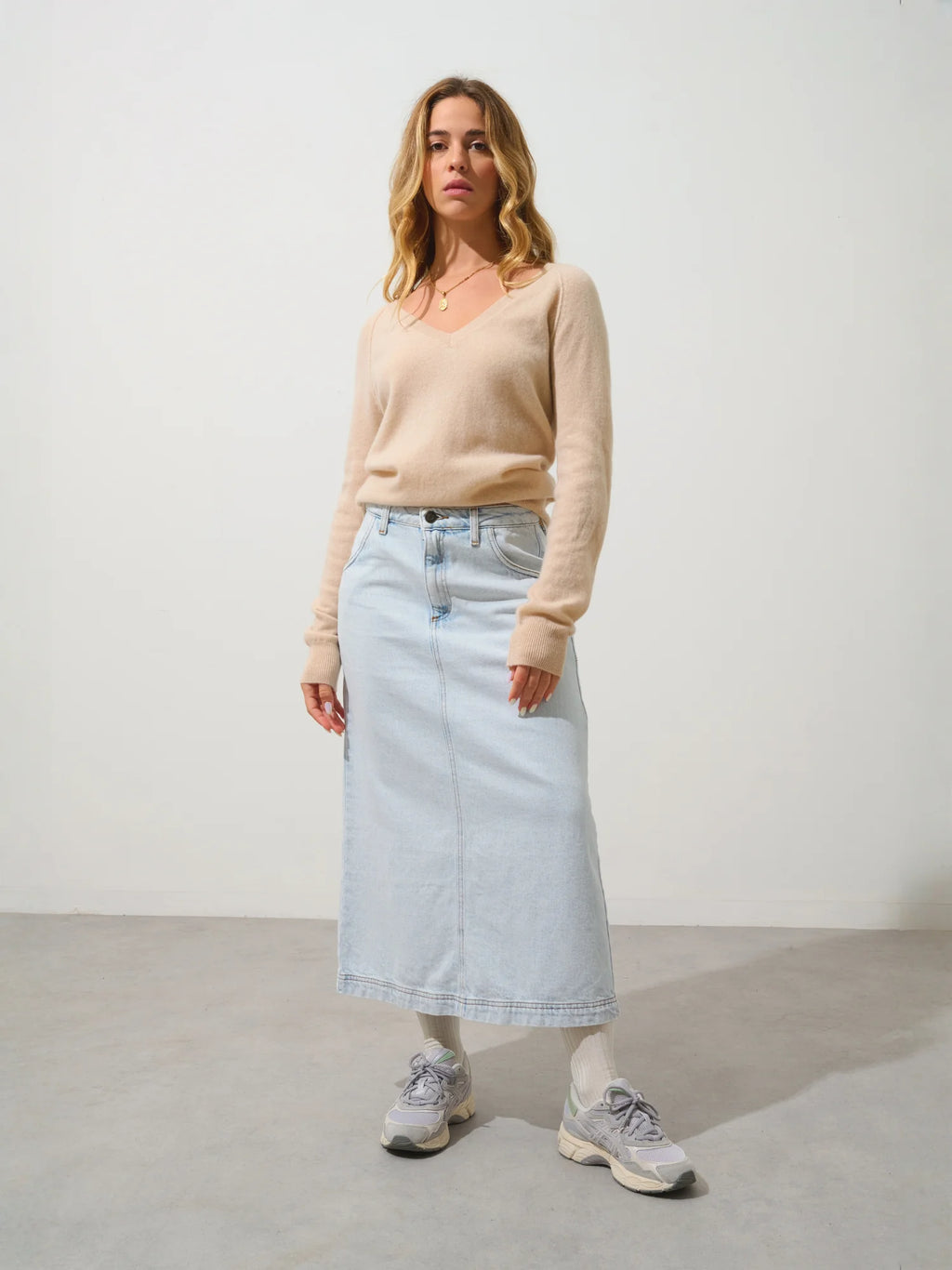 GIUSALET Pullover V-Ausschnitt Sand