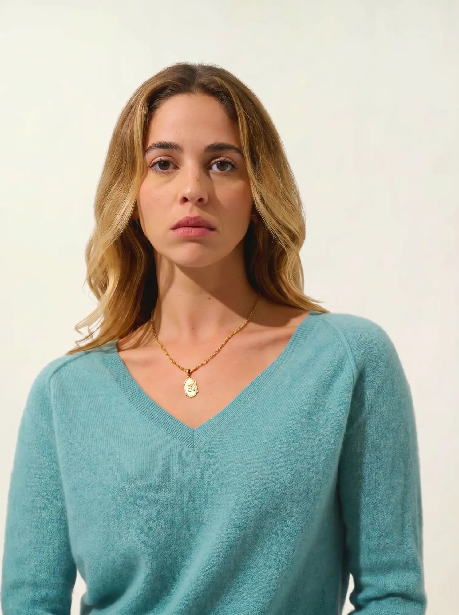 GIUSALET sweater v-neck heather green