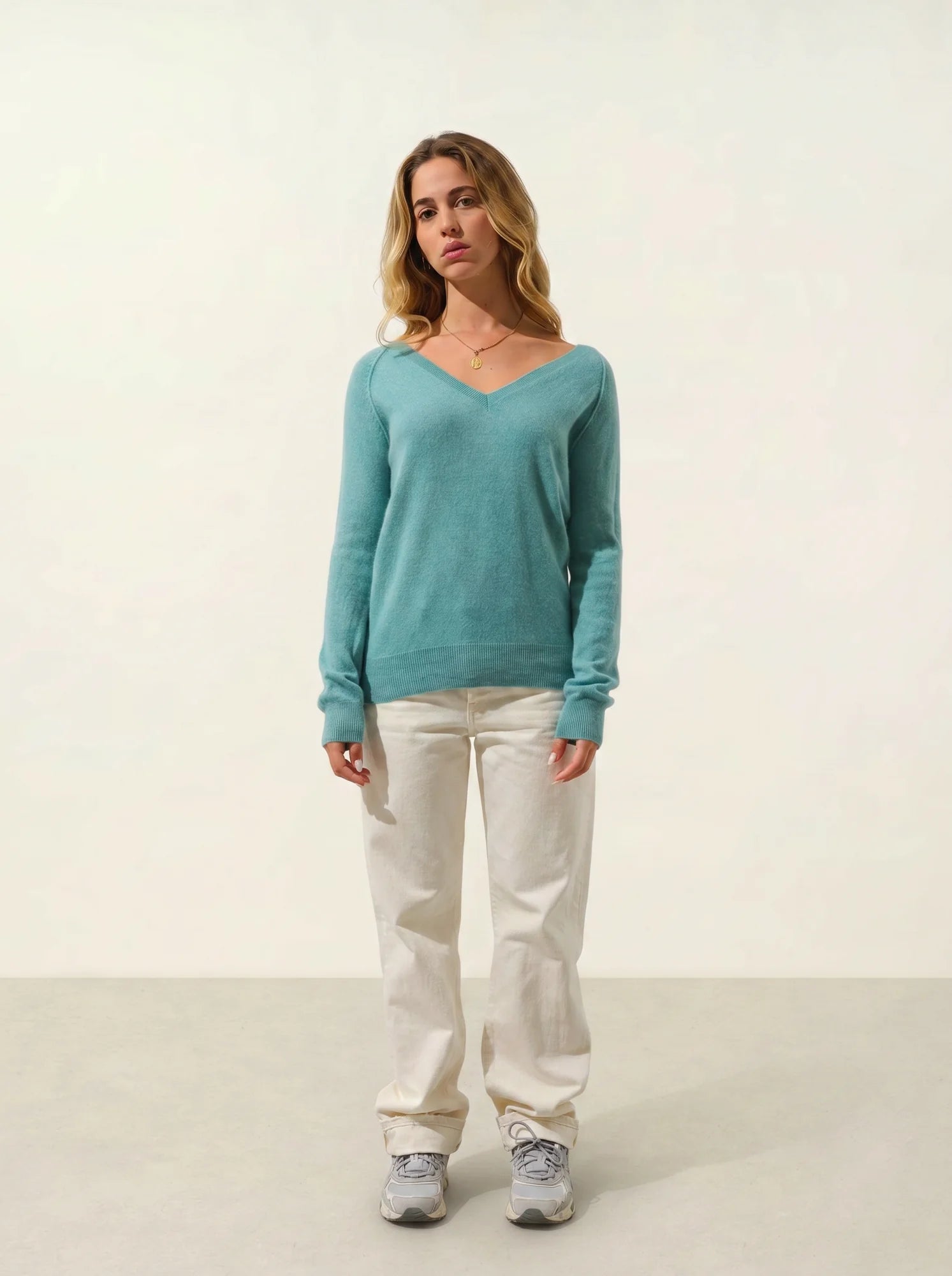 GIUSALET sweater v-neck heather green