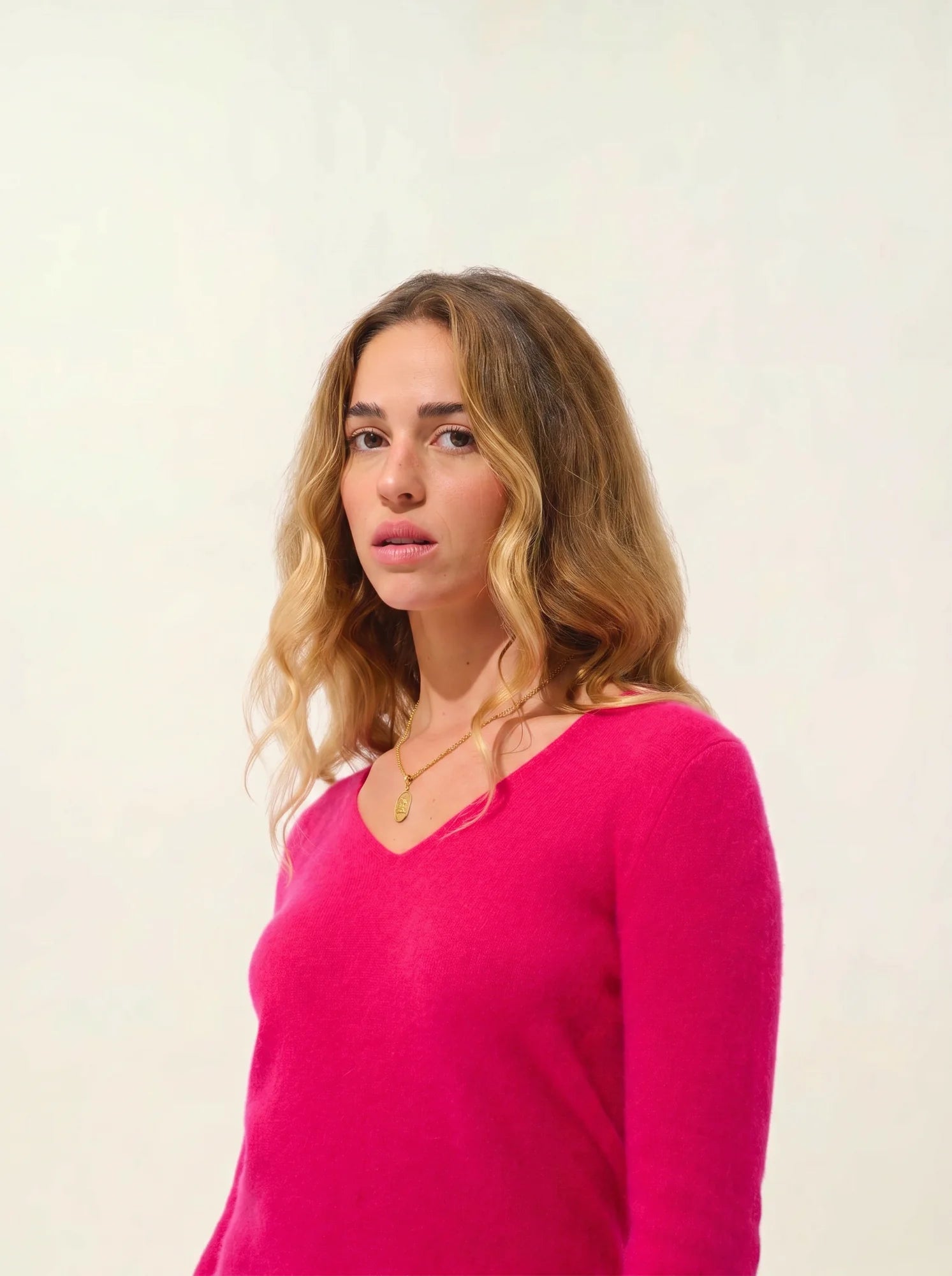 CAPELET Kleid V-Ausschnitt Fuchsia