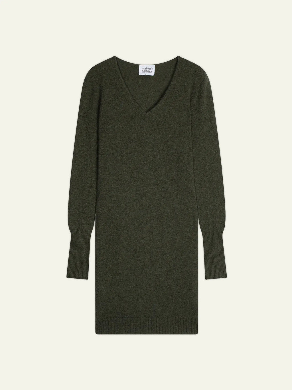 CAPELET Kleid V-Ausschnitt Khaki meliert