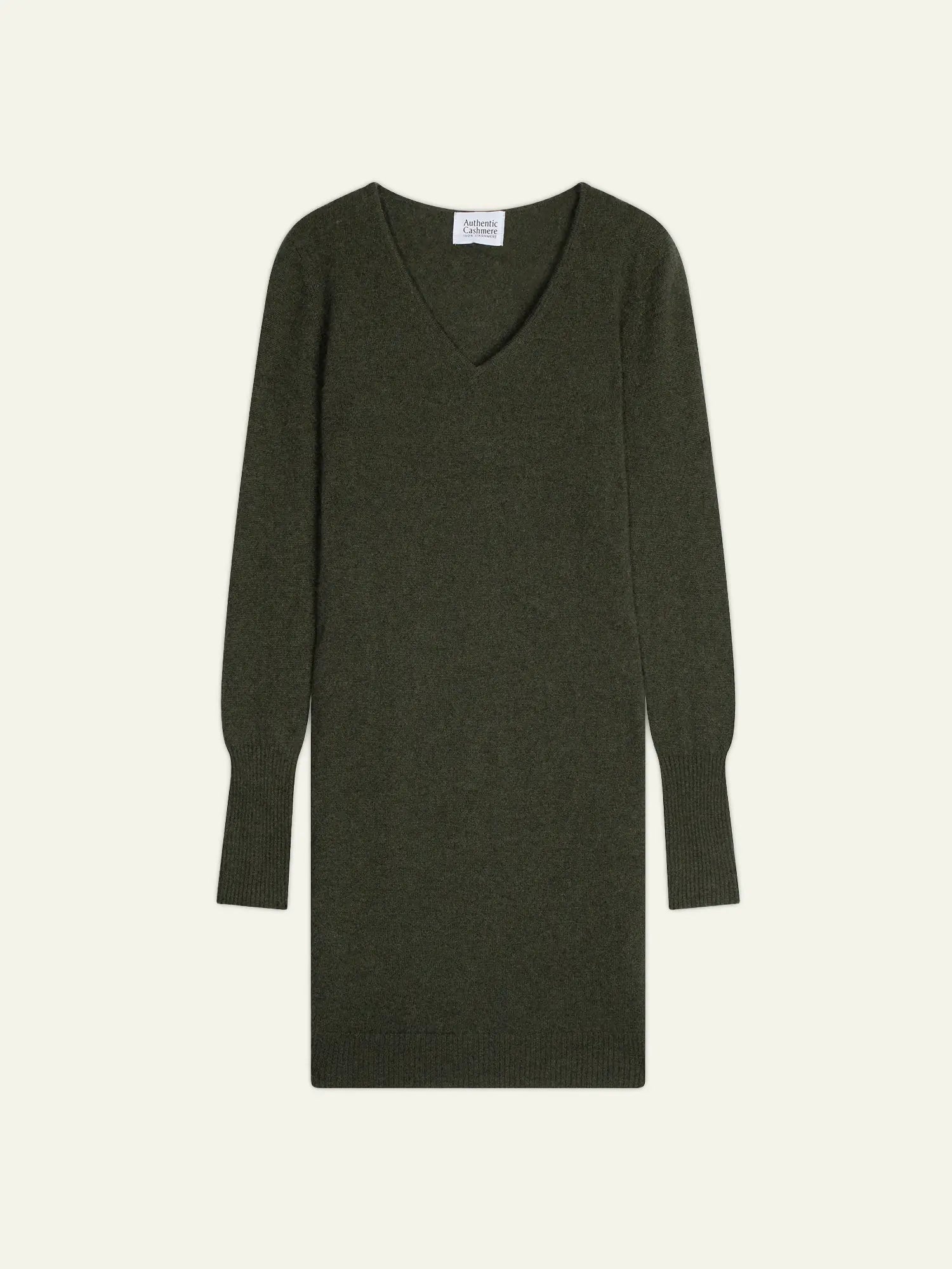 CAPELET Kleid V-Ausschnitt Khaki meliert