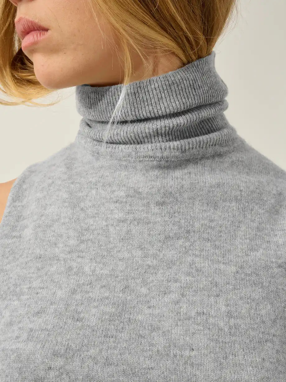 CAPUCIN pull col roulé sans manches nuage chiné