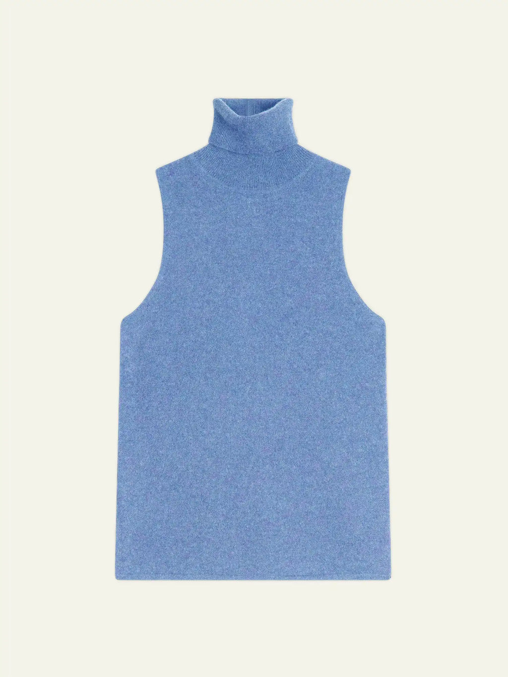 CAPUCIN pull col roulé sans manches ciel