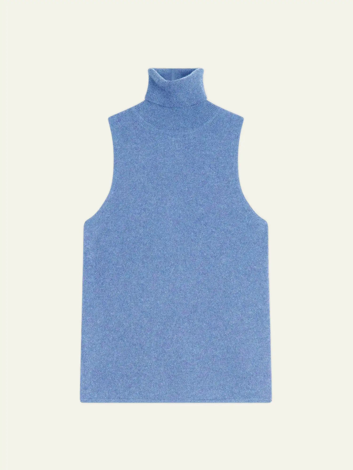CAPUCIN pull col roulé sans manches ciel