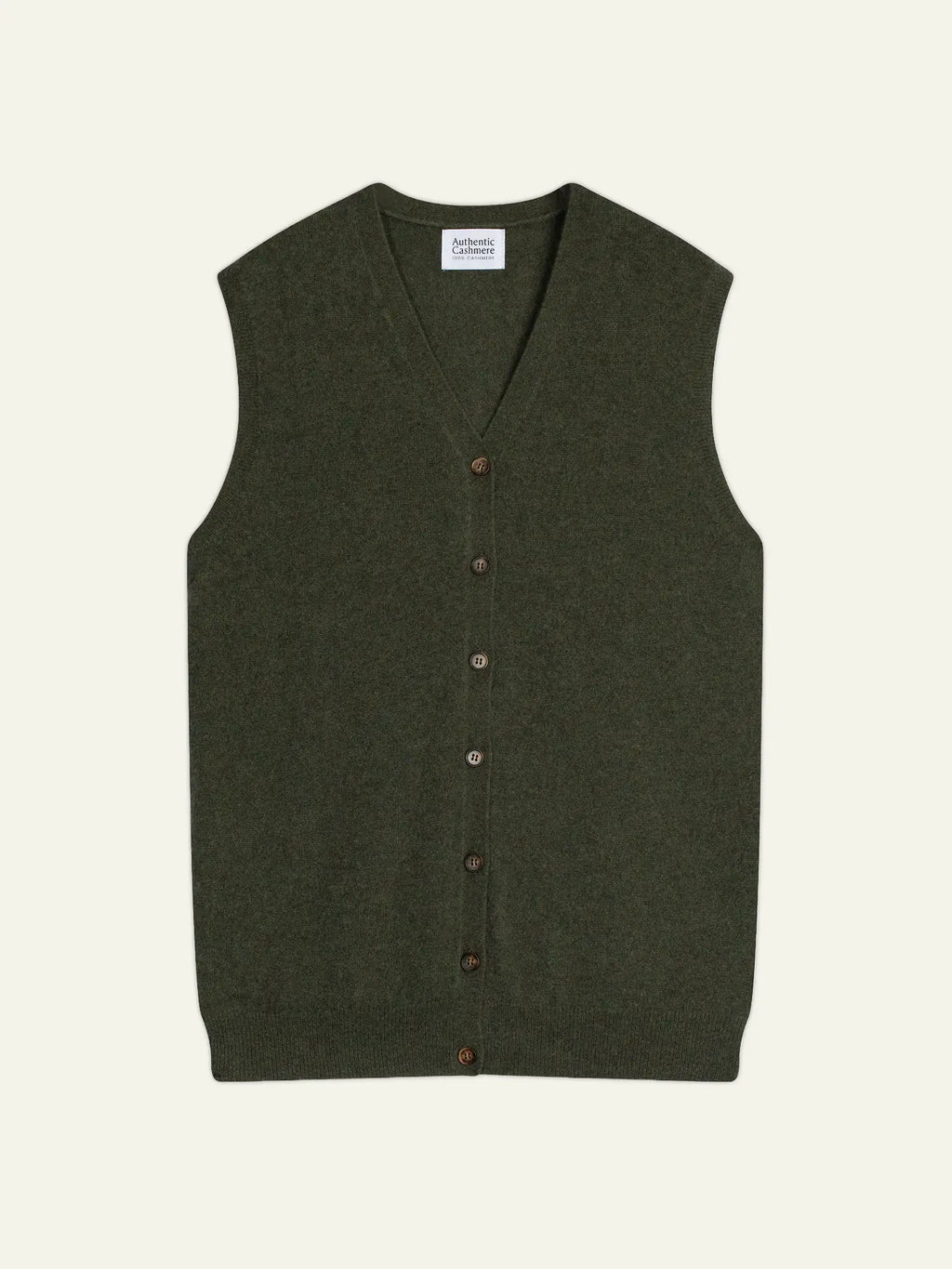 HUGO strickjacke v-ausschnitt ärmellos khaki meliert
