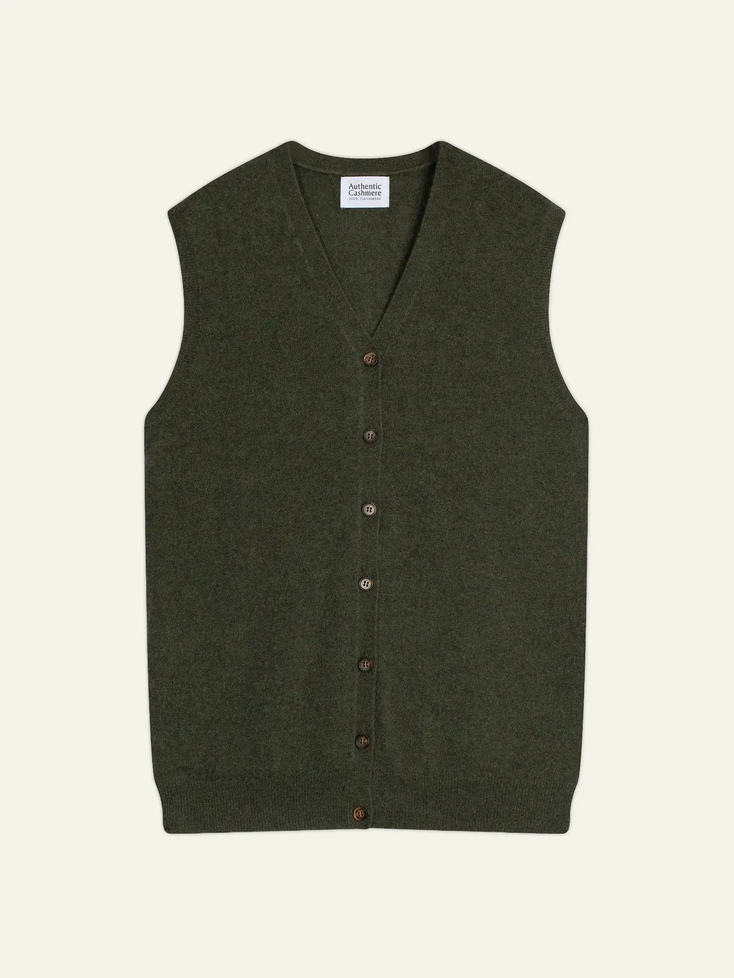 HUGO strickjacke v-ausschnitt ärmellos khaki meliert