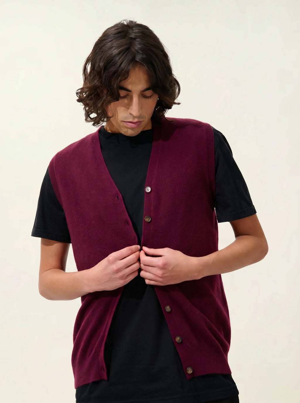 HUGO cardigan col V sans manches mûre