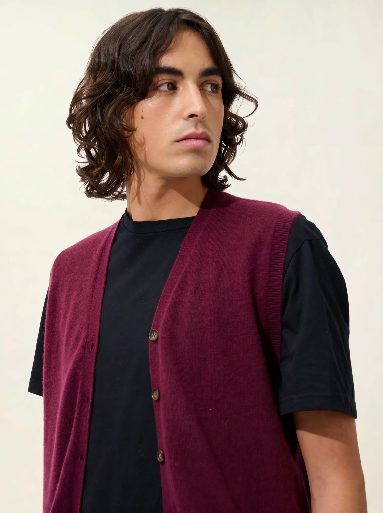 HUGO cardigan col V sans manches mûre