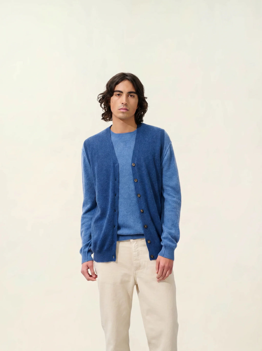 HUGO cardigan v-neck sleeveless heather ocean