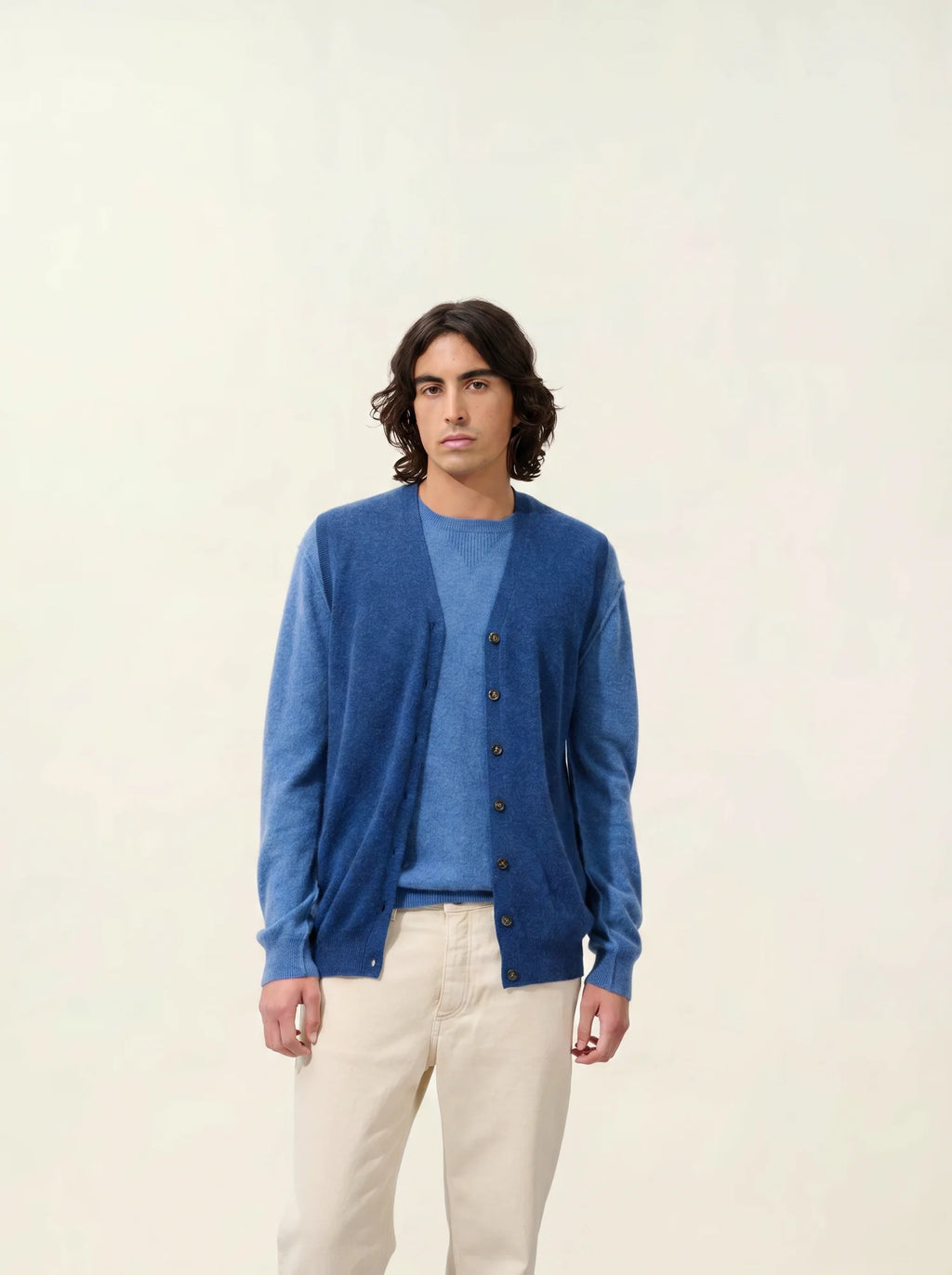HUGO cardigan v-neck sleeveless heather ocean